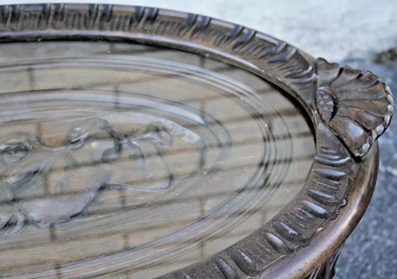 Walnut Heavily Carved Serving Tray Coffee Table gallery