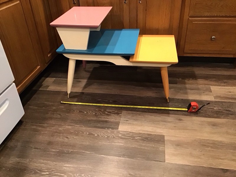 Mid Century Modern MCM End Table Step Table 3 Tier Oak Wood Tapered Legs PAINTED gallery