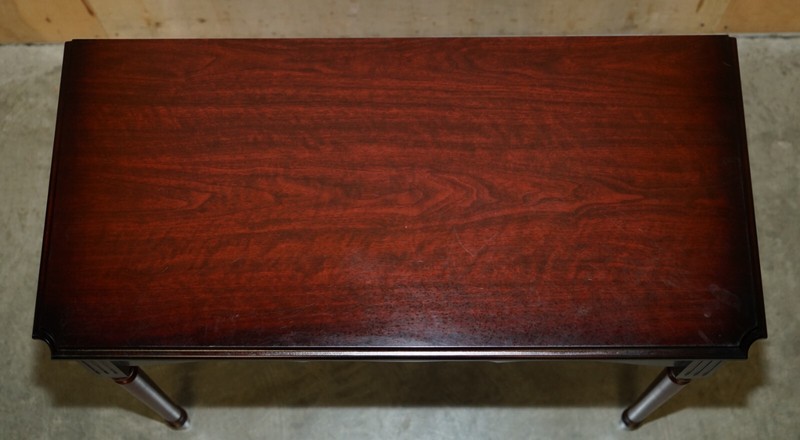 LOVELY SMALL TWO DRAWER SIDE CONSOLE TABLE WITH MAHOGANY STYLE FINISH gallery