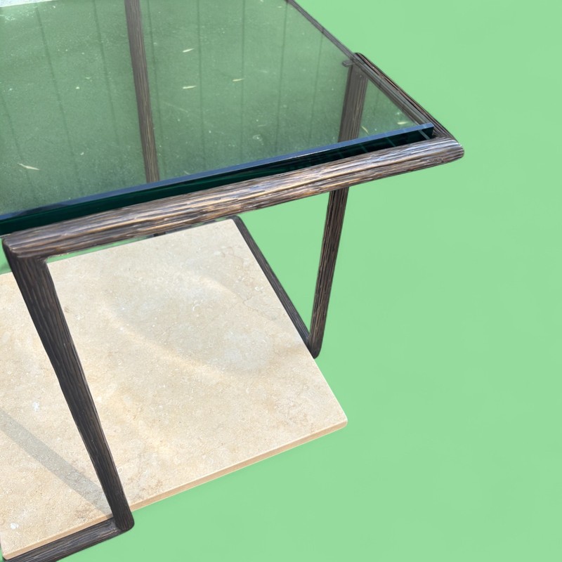 Vintage Solid Bronze, Stone and Glass Side Table gallery