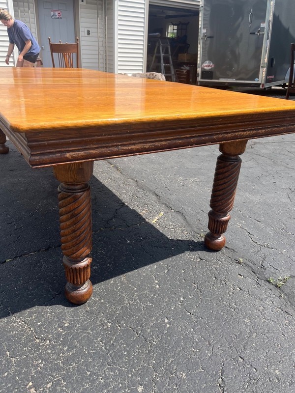 Vintage 1900s Solid Oak Farmhouse Large Extension Dining Table Jacobean English gallery
