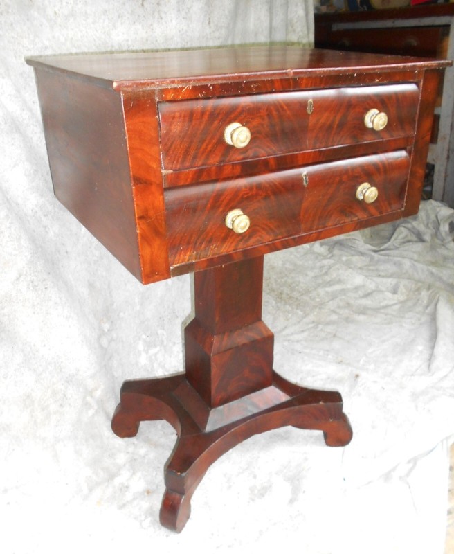 ANTIQUE AMERICAN EMPIRE MAHOGANY 2 DRAWER STAND gallery