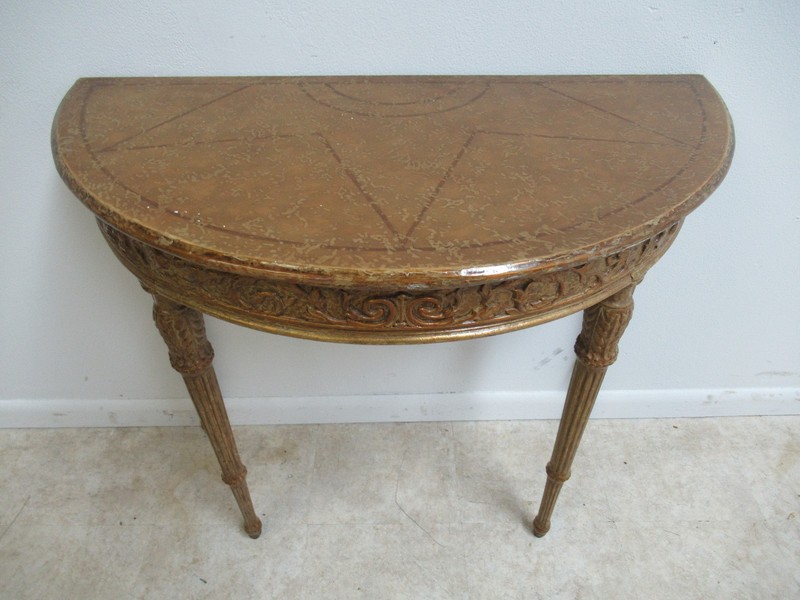 Theodore Alexander Distressed Painted Italian Regency Demi Lune Console Table gallery