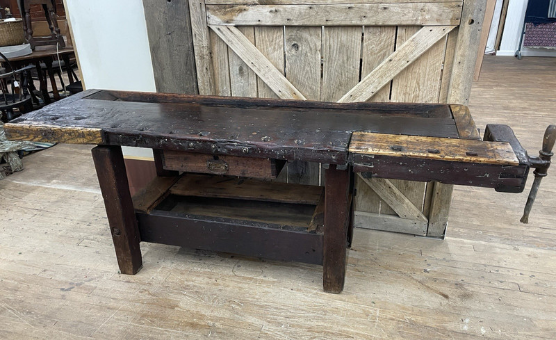 Antique Wood Carvers Workbench Kitchen Island Bar Counter Table