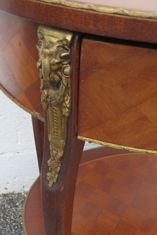 French Inlay Oval Two Tiers Side End Accent Table 5250 gallery