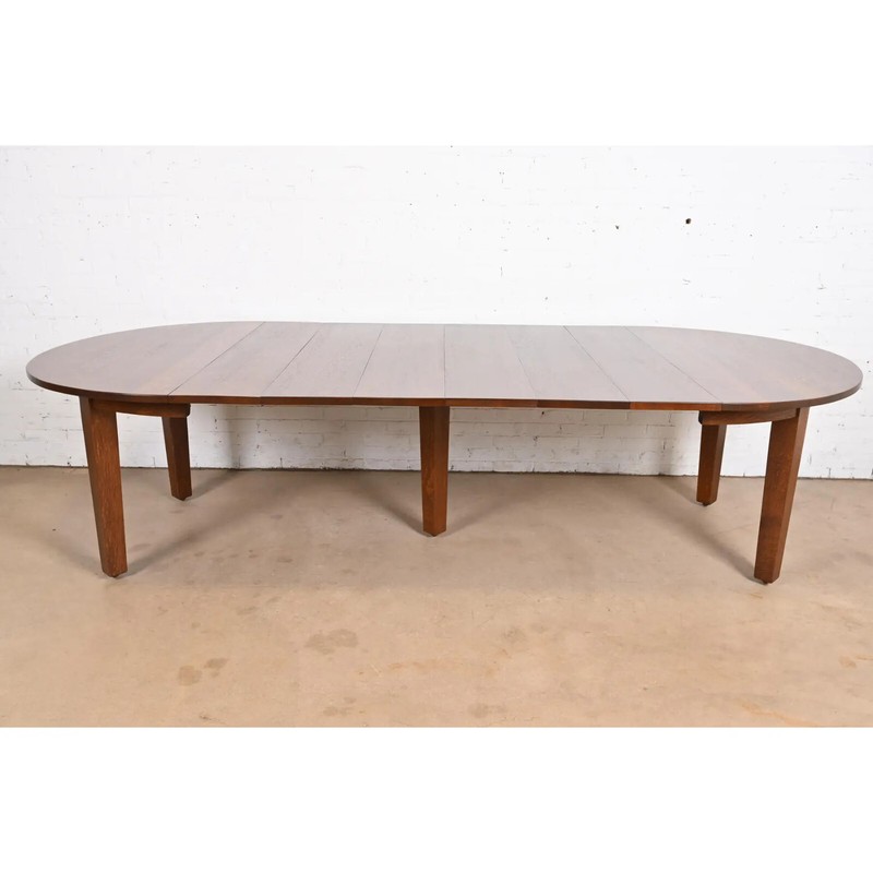 Gustav Stickley Mission Oak Arts & Crafts Extension Dining Table, Refinished