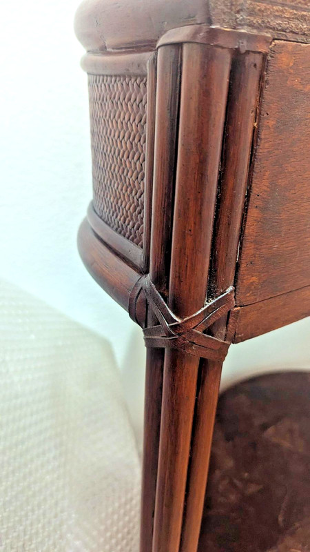 Vintage Brithis Colonial Style Table Half Moon Made of Coconut and Bamboo gallery