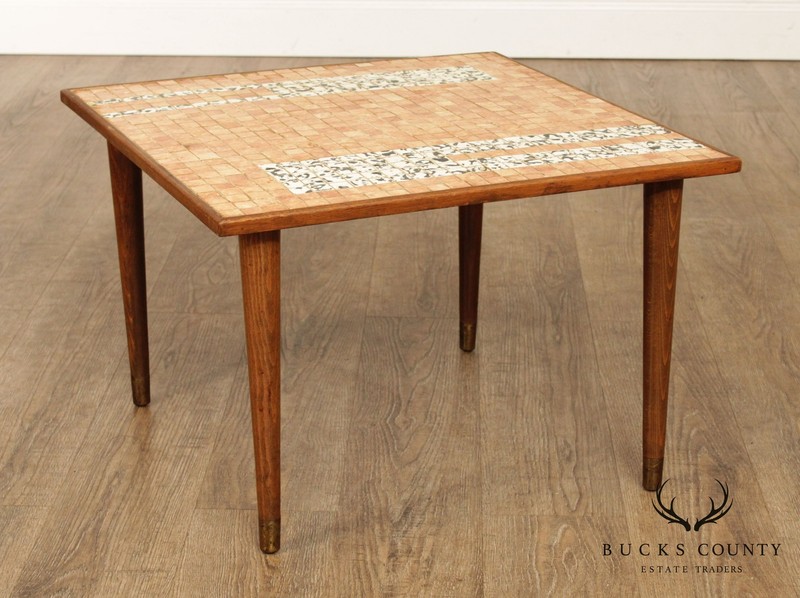 Mid Century Modern Mosiac Tile Top Square Side Table gallery