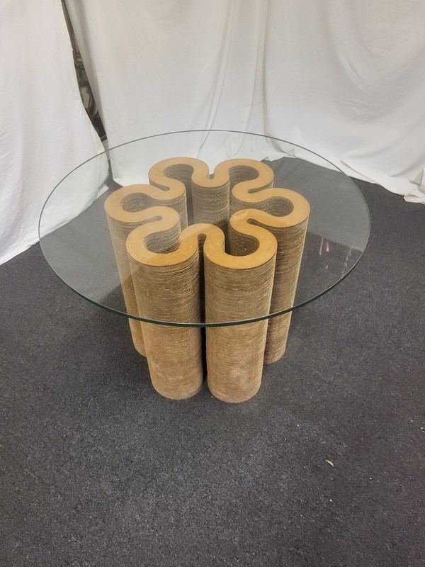 Frank Gehry Easy Edges Pedestal Table circa 1972