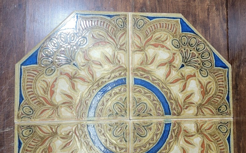 Vintage Italian Terra Cotta Tiles Octagonal 1960s Mid Century 4 Pc Set 16" x 16" gallery