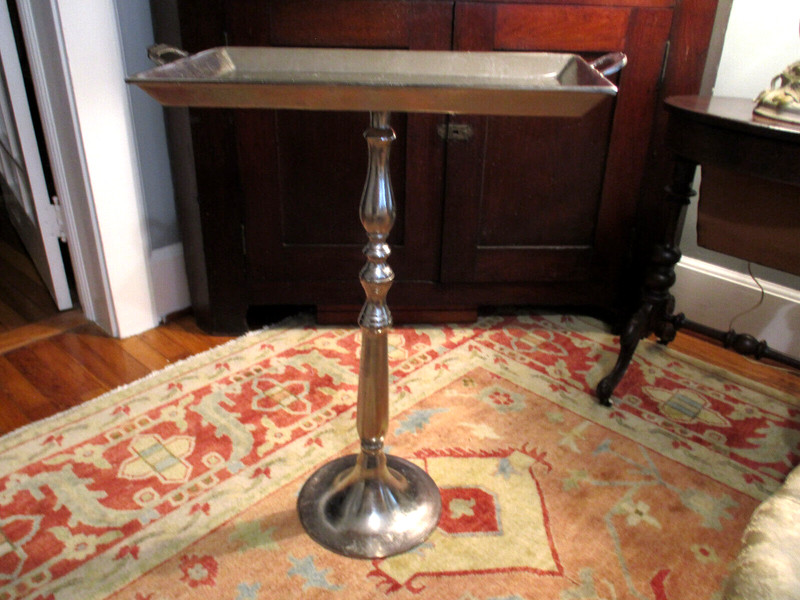 Fabulous! French 33" Standing Butlers Cocktail Serving Table, Handles Aluminum gallery