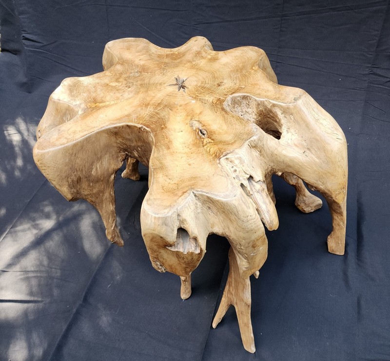 Solid Teak Root Burlwood Wood Coffee Table / Side Table #1481 gallery