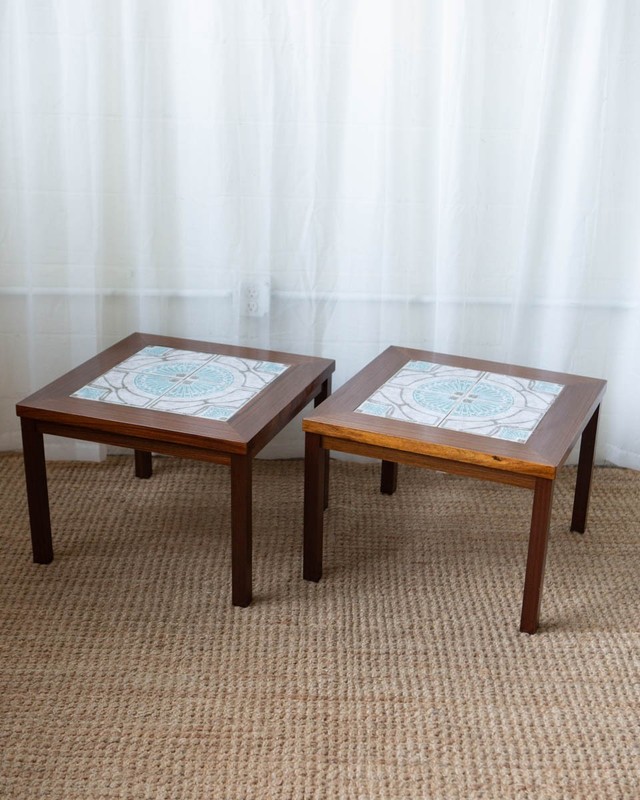 Danish Modern Rosewood and Tile Side Tables – A Pair