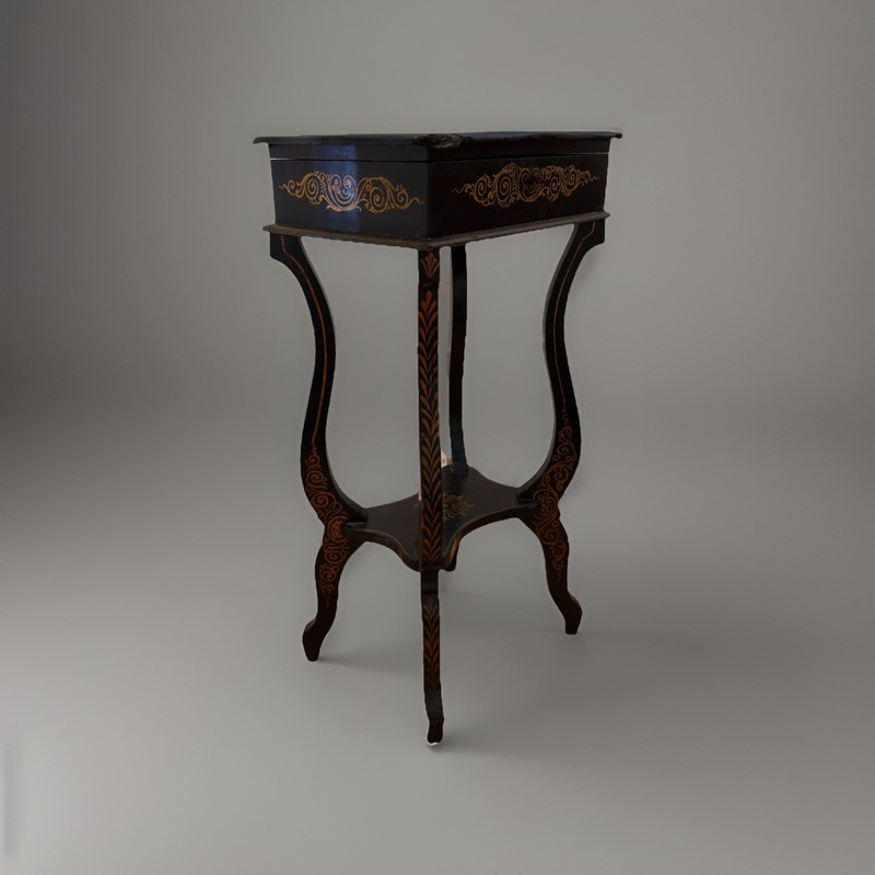 Antique Napoleon III Papier-Mâché Work /Sewing Table, C1870 gallery