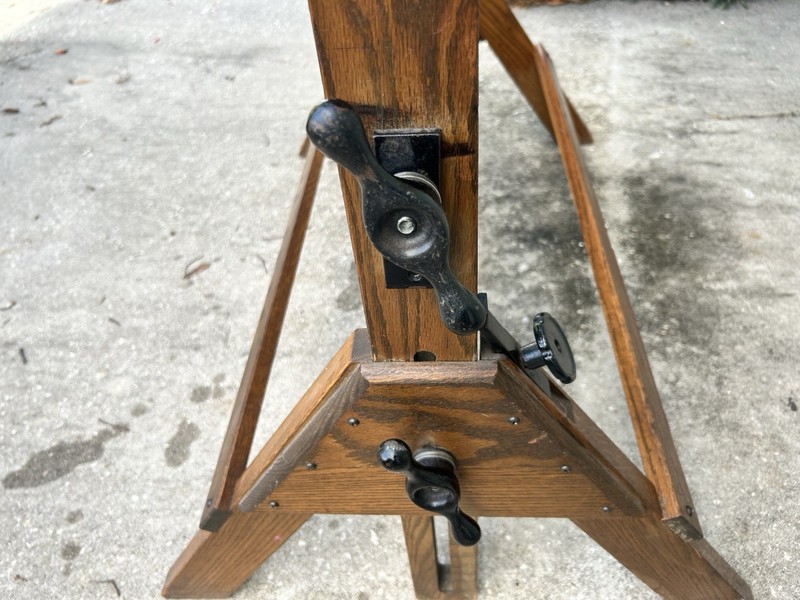 Vintage Hamilton Oak Maple Cast Iron Drafting Table 1958 Very Good Condition gallery