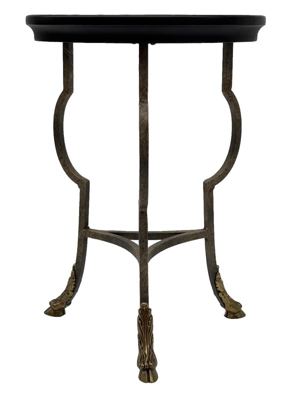 Vintage Mid-Century Modern Drexel Brass Hoof Drink 3-Legged Table gallery