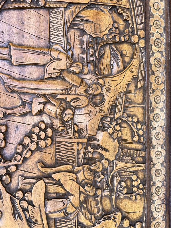 Antique Oriental Carved Wood Coffee Table gallery