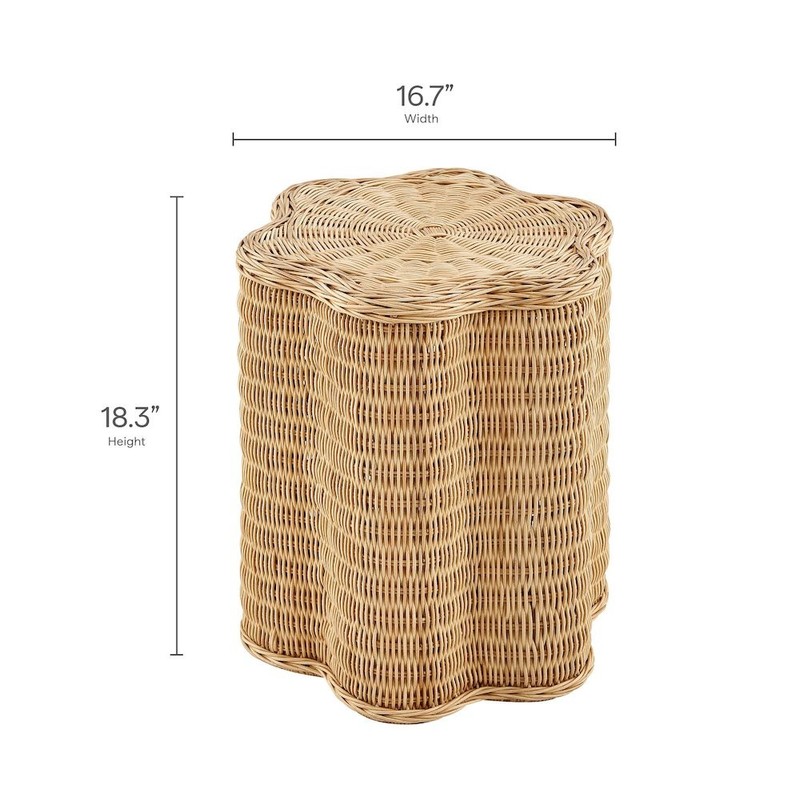 Erika Scalloped Natural Rattan Side Table gallery