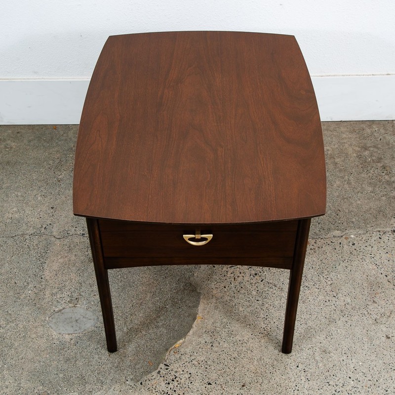 Mid Century Modern Nightstand End Side Table Kroehler Walnut Drawer Brass Single gallery