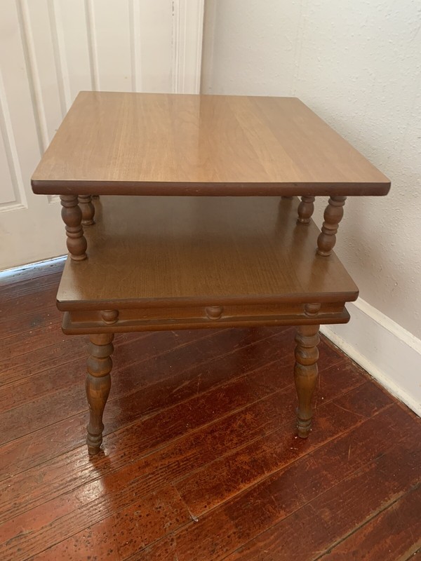 Vintage MCM Two Tier Square Side Table gallery
