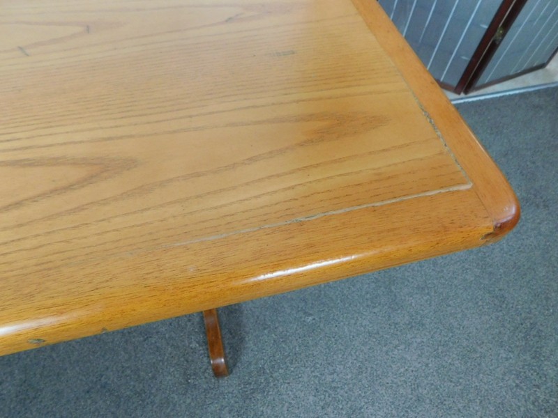 Mid Century Danish Modern 1970s Solid Teak Desk 48" Trestle Table Vintage Retro gallery