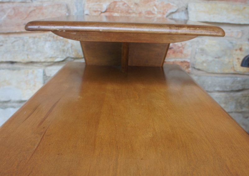 Mid Century Modern HEYWOOD WAKEFIELD step two tier end table bentwood legs HTF gallery