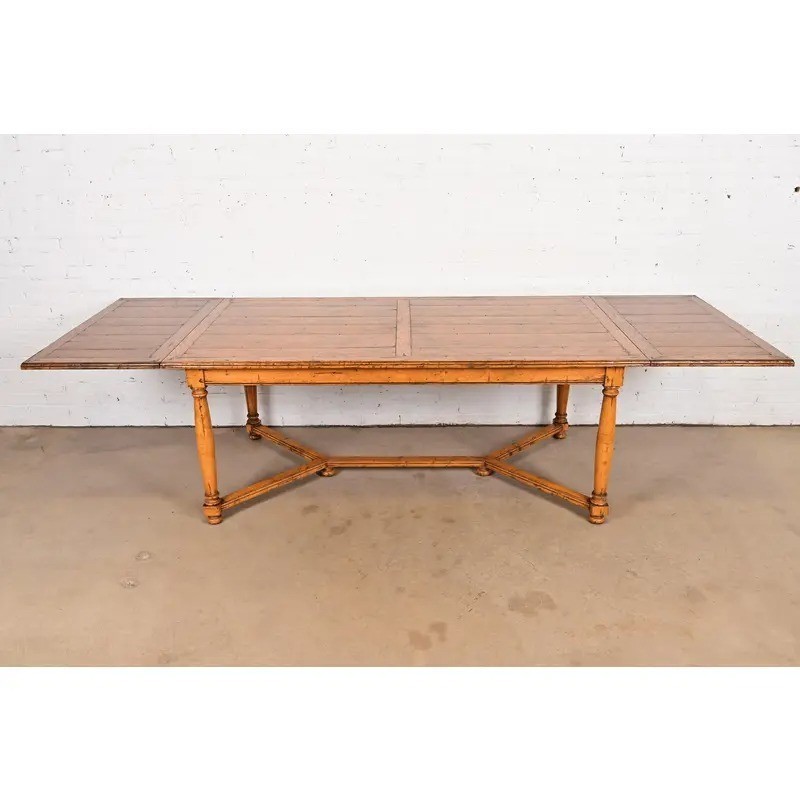 Guy Chaddock English Country Rustic Oak Harvest Farm Extension Dining Table gallery