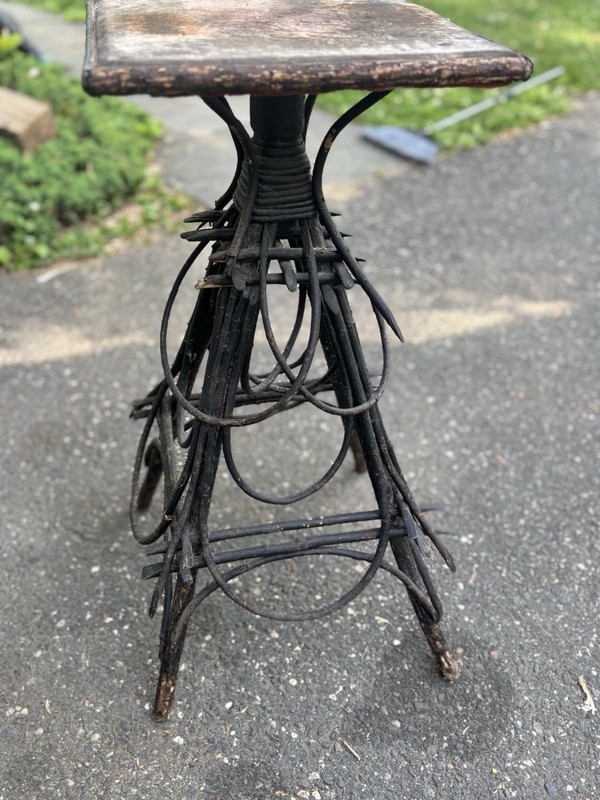 Antique Adirondack Twig Table ADK Primitive Folk Art Rustic Tramp Art Wood Stand gallery
