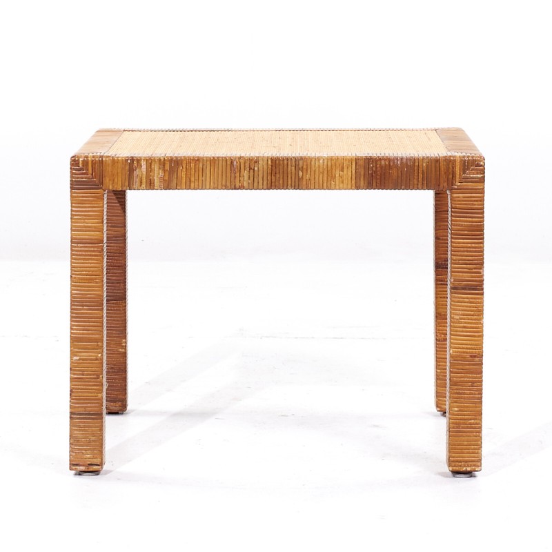 Bielecky Brothers Mid Century Rattan, Cane and Brass Side End Table gallery