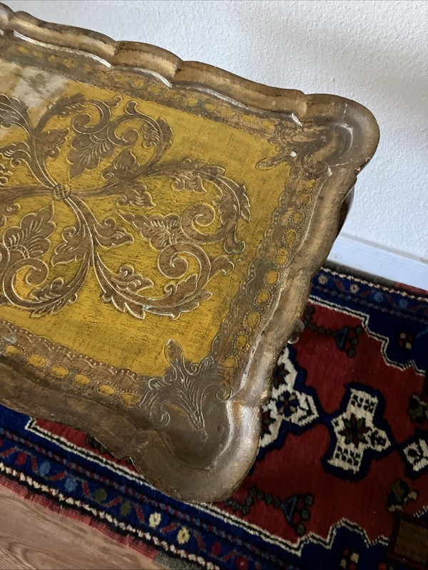 Set Of 2 Italia “Florentine” Gold Gilt Nesting Tables Ornate Design Italy gallery