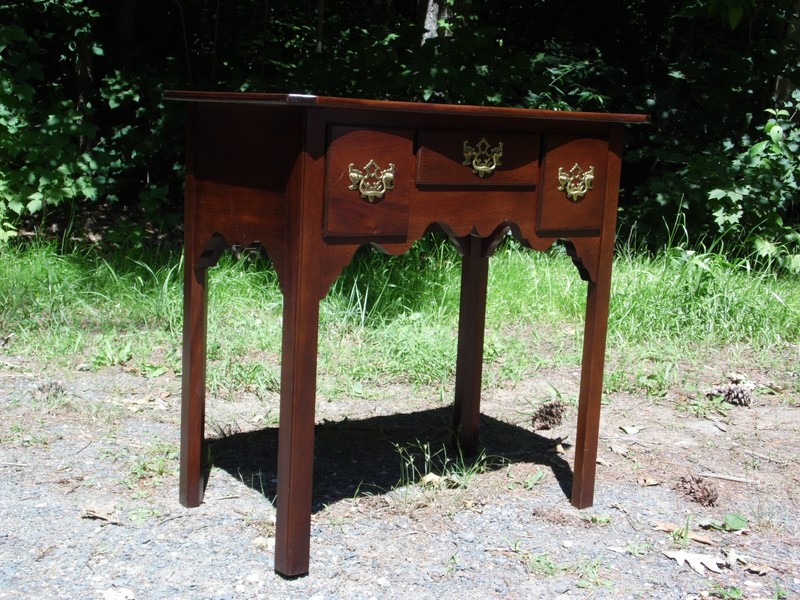 Vintage Cherry Chippendale Style Petite Console Hall Table Lowboy Dressing Chest gallery