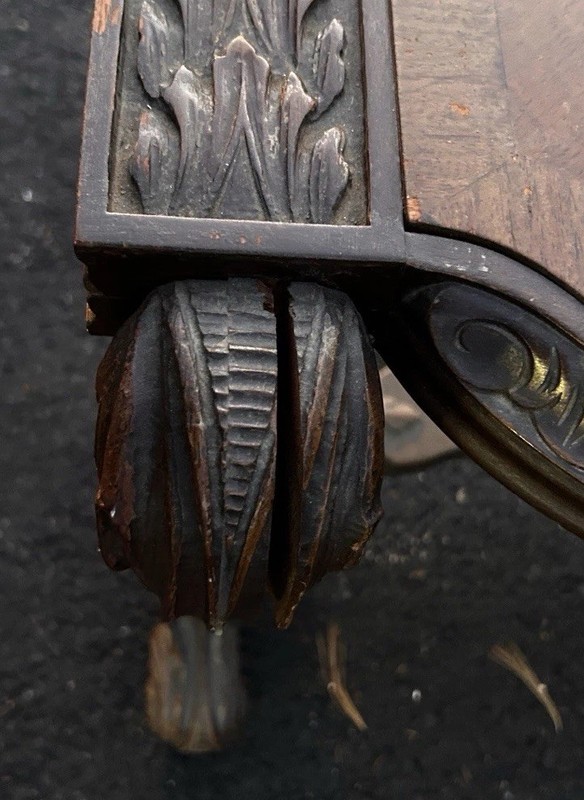 Antique Scholle’s of Chicago Ornate Wood Table Carved Legs Inlay Wood Design gallery