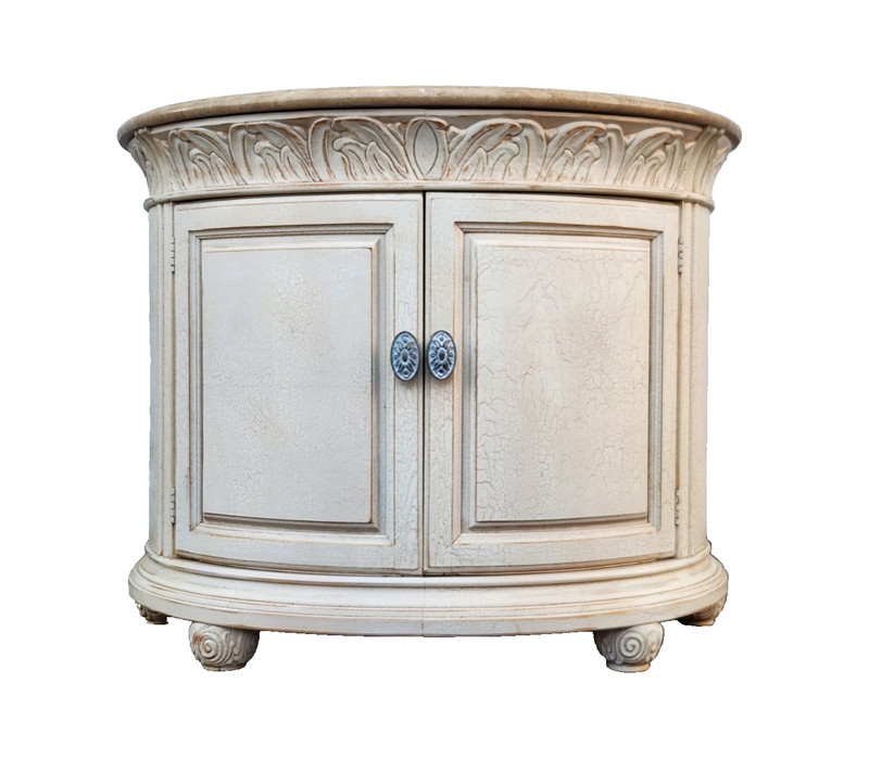 Henredon Oversized Demilune Night Cabinet With Marble Top