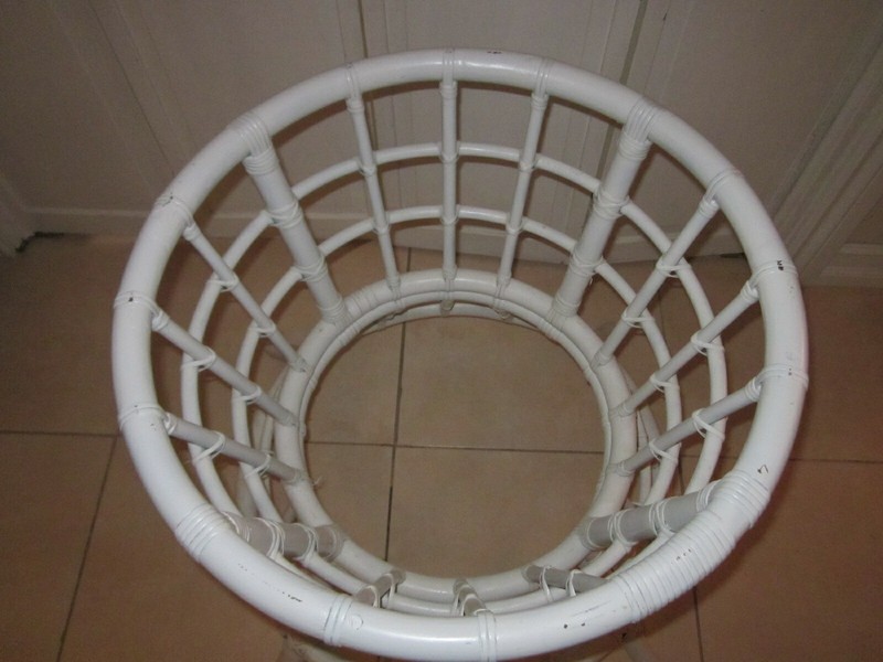 Vintage Bamboo Rattan Dining Round Table Base White Color shipping is extra gallery