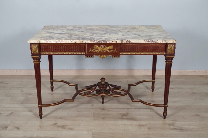 Louis XVI Mahogany Middle Table, Signed L. Rosnay, circa 1880