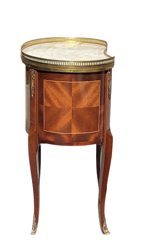 Antique French Louis XV Style Table ~ Kidney Shaped ~ Mahogany, Marble & Bronze gallery