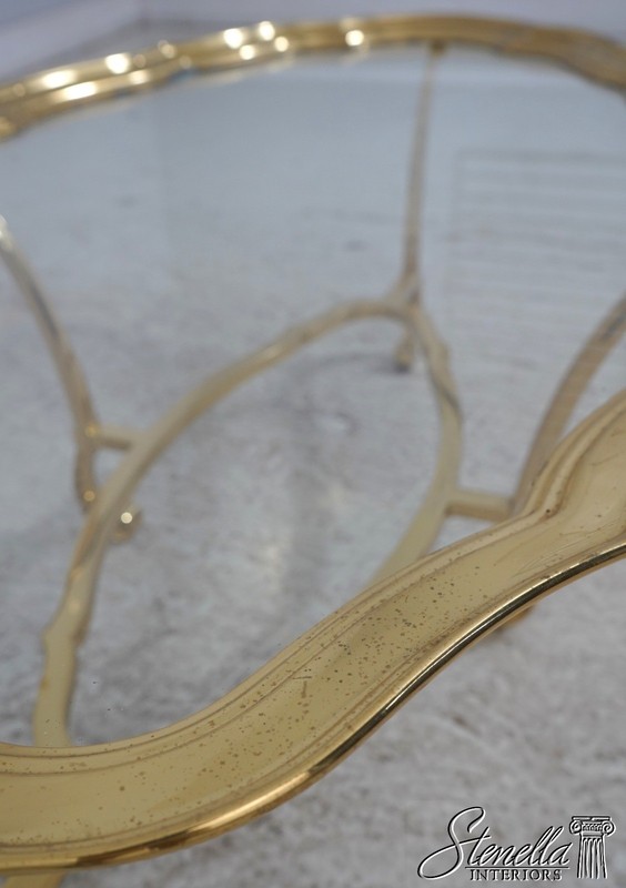 L69917: LABARGE Brass & Glass Hollywood Regency Coffee Table gallery