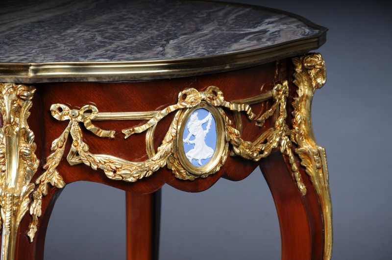 Magnificent Side Table with Bronze Louis XV Marble Beechwood gallery