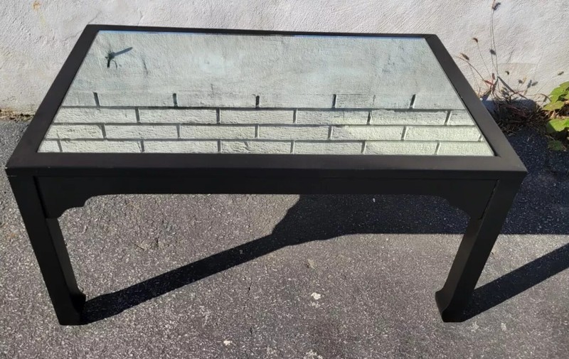 Great Chinese Chippendale Ebonized Coffee Table with Mirrored Top, Circa 1920’s
