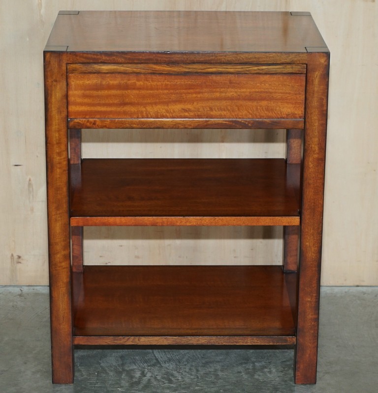 STUNNING ALL MILITARY CAMPAIGN SIDE TABLE WITH SINGLE DRAWER PART OF SUITE gallery