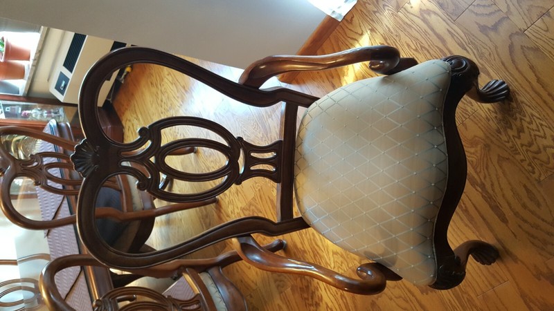 Formal Dining Room Table WALNUT With 6 Matching Chairs and protective top glass. gallery