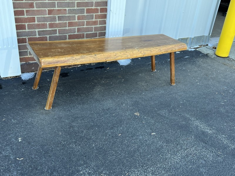 Rustic Coffee Table With Peg Legs Mid Century Modern Solid Wood 57” Long Narrow gallery