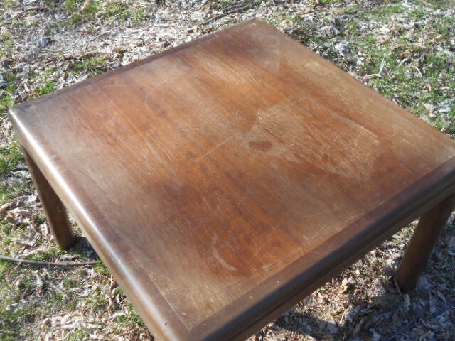VINTAGE MID CENTURY SQUARE~COFFEE TABLE/ END TABLE~DARK HARDWOOD gallery