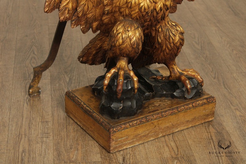 Regency George II Style Pair Giltwood Carved Eagle Marble Top Consoles gallery