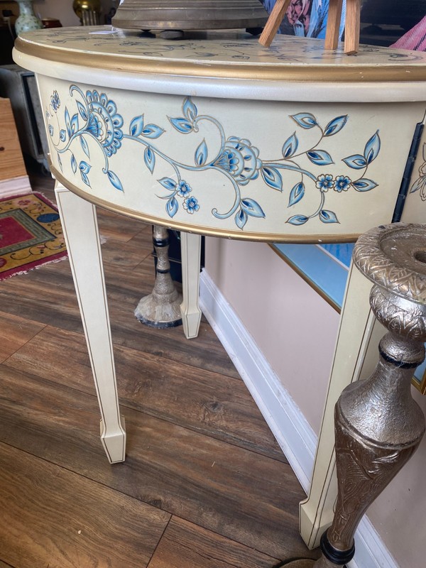 Mid-Century Imperial Demi-Lune Console Table gallery