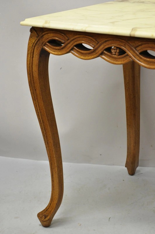 Vintage Hollywood Regency Provincial Pretzel Twist Marble Resin Side End Table gallery
