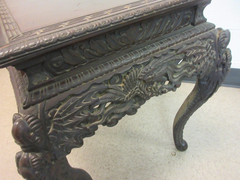 ORIENTAL TABLE STAND ORNATE ORIGINAL FINISH * TO RESTORE * Circa 1920-1940 gallery