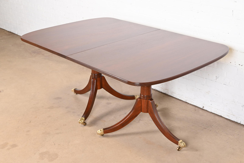 Stickley Georgian Mahogany Double Pedestal Extension Dining Table, Refinished gallery