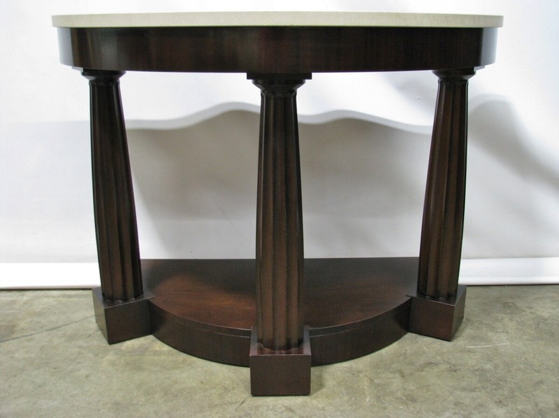 Thomas Pheasant For Baker Furniture Temple Console Table; Mahogany & Limestone