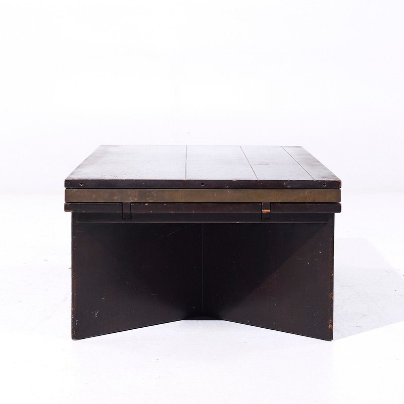 Edward Wormley for Dunbar #5427 Mahogany, Brass & Murano Glass Tile Coffee Table gallery